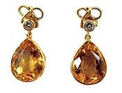 Vintage Citrine and Diamond Drop Earrings