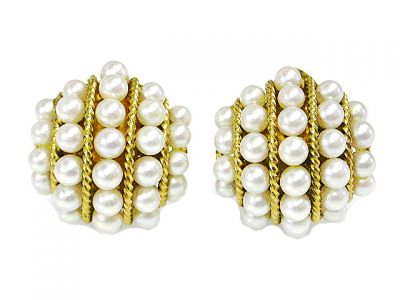 Vintage Cultured Pearl Clip on Earrings