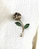 Vintage Diamond Enamel En Tremblant Floral Brooch