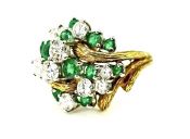 Vintage Diamond and Emerald Cluster Ring