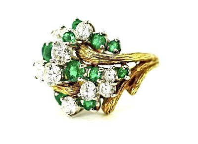 Vintage Diamond and Emerald Cluster Ring