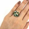 Vintage Diamond and Emerald Cluster Ring