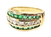 Vintage Diamond and Emerald Ring