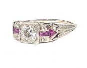Vintage Diamond and Pink Sapphire Ring