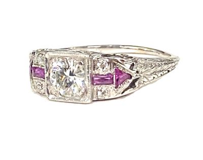 Vintage Diamond and Pink Sapphire Ring