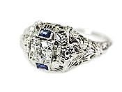 Vintage Diamond and Sapphire Engagement Ring