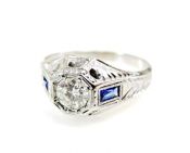 Vintage Diamond and Synthetic Sapphire Ring