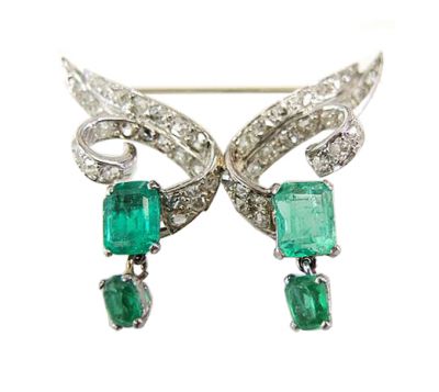 Vintage Emerald and Diamond Brooch