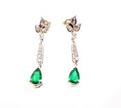 Vintage Emerald and Diamond Drop Earrings
