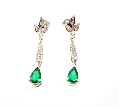 Vintage Emerald and Diamond Drop Earrings