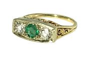 Vintage .23ct Emerald and Diamond 14kt Ring