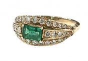 Vintage .68ct Emerald and Diamond 14kt Ring