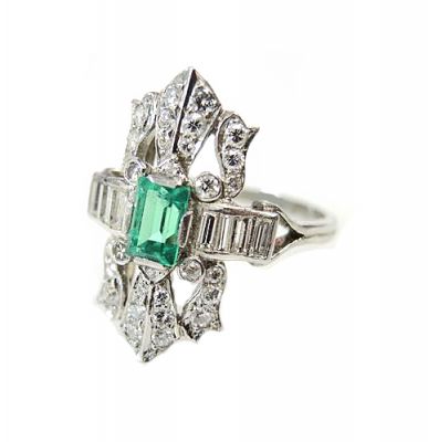Vintage Emerald and Diamond Ring