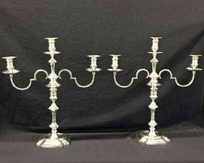 Vintage English Sterling Silver 3 Light Candelabras