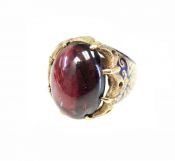 Vintage Garnet Cabochon Solitaire Ring