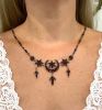 Vintage Garnet Crescent Star Necklace