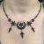 Vintage Garnet Crescent Star Necklace