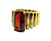 Vintage 9.07ct Garnet and Diamond Ring in 18kt Yellow and White Gold