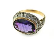 Vintage Inspired Amethyst and Diamond Ring