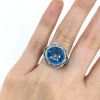 Vintage Inspired Blue Topaz Green Garnet Diamond Ring
