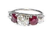 Vintage Inspired 4.02ct Diamond and 2.60ct Ruby 18kt Ring