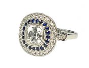 Vintage Inspired Diamond and Sapphire Ring
