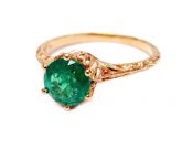 Vintage Inspired 1.19ct Emerald Solitaire 18kt Ring