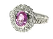 Vintage Inspired 1.24ct Pink Sapphire and Diamond 14kt Ring