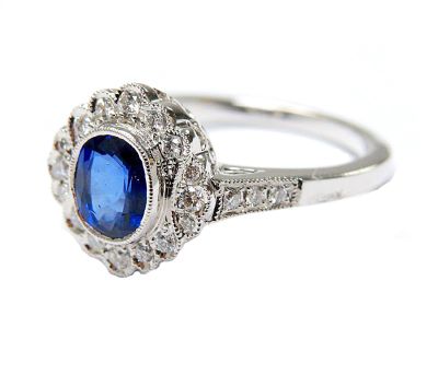 Vintage Inspired Sapphire and Diamond Ring