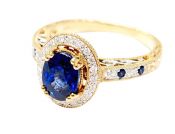 Vintage Inspired 2.08ct Sapphire and Diamond 14kt Ring