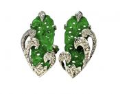 Vintage Jade and Diamond Earrings in Platinum