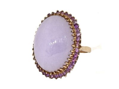 Vintage Lavender Jade and Amethyst Ring