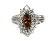 Vintage Marquise Fancy Brown Diamond and Diamond Ring