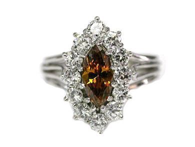 Vintage Marquise Fancy Brown Diamond and Diamond Ring