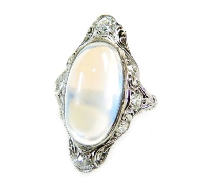 Vintage Moonstone and Diamond Ring