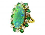 Vintage Opal Diamond Emerald Ring