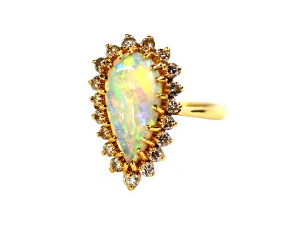 Vintage Opal and Diamond Ring