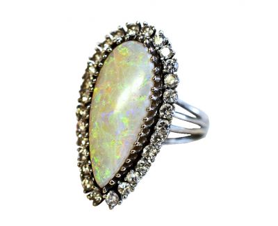 Vintage Opal and Diamond Ring