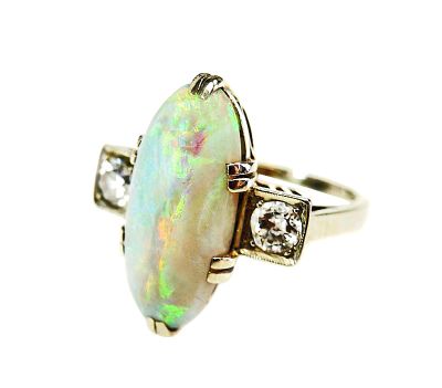 Vintage Opal and Diamond Ring