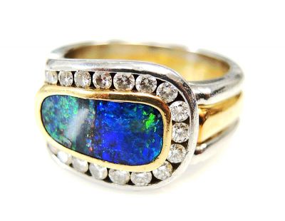 Vintage Opal and Diamond Ring