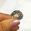 Vintage 12.11ct Pear Moonstone and Sapphire Ring in 18kt White Gold