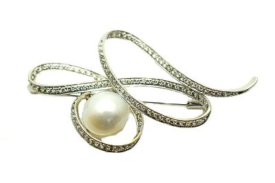 Vintage Pearl and Diamond Brooch