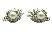 Vintage Pearl and Diamond Cluster Earrings