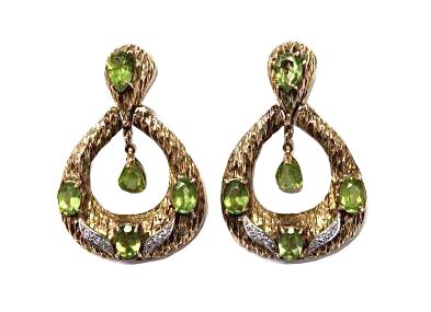 Vintage Peridot and Diamond Earrings