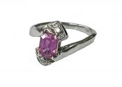 Vintage Pink Sapphire and Diamond Ring
