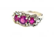 Vintage Pink Sapphire and Diamond Ring