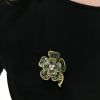 Vintage Plique-à-Jour Enamel Clover Brooch