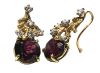 Vintage Red Rubellite (Tourmaline) and Diamond Earrings