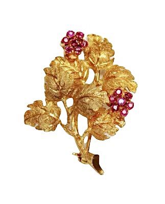 Vintage Ruby Floral Brooch
