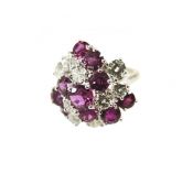 Vintage Ruby and Diamond Cluster Ring